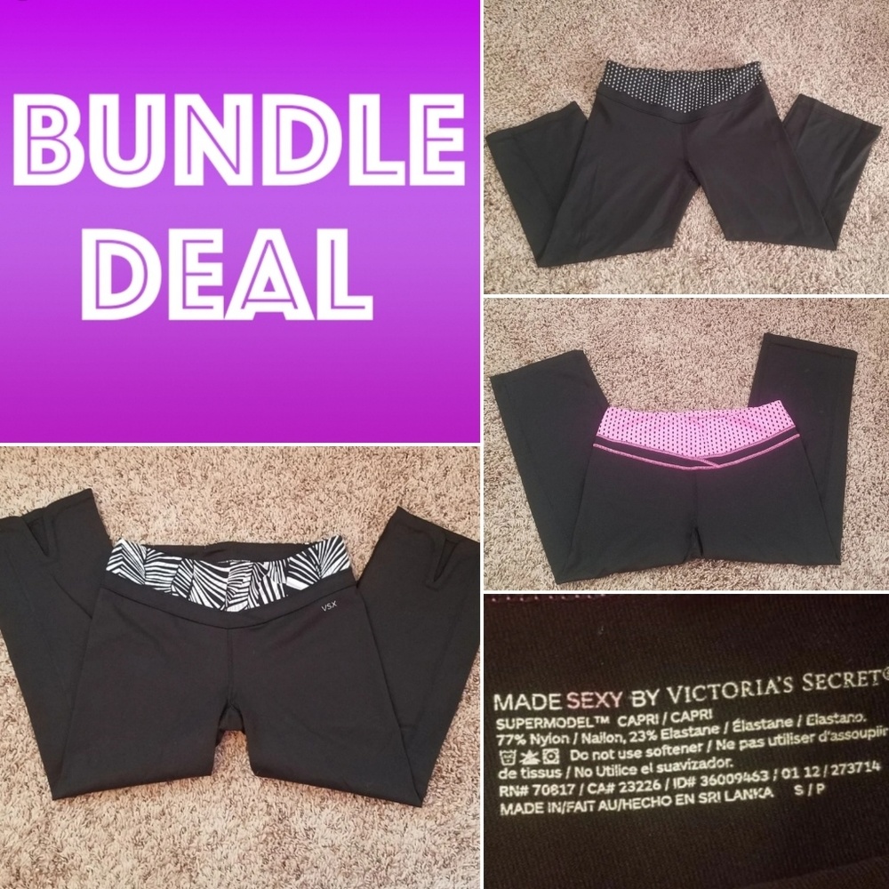 BUNDLE 3 VSX Supermodel Capris VS Pink Black S
